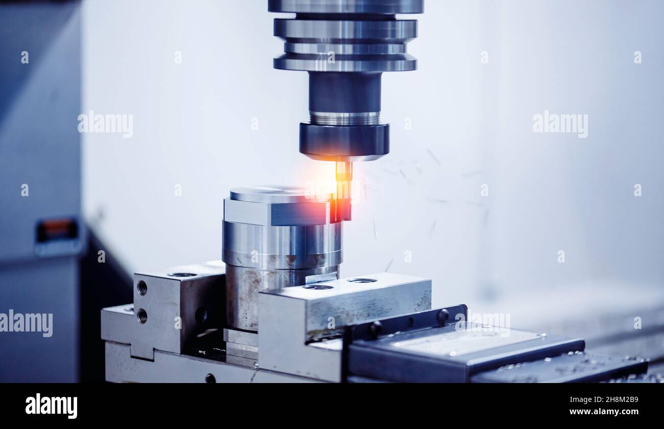 Macro photo banner industry CNC drill robot turning milling factory