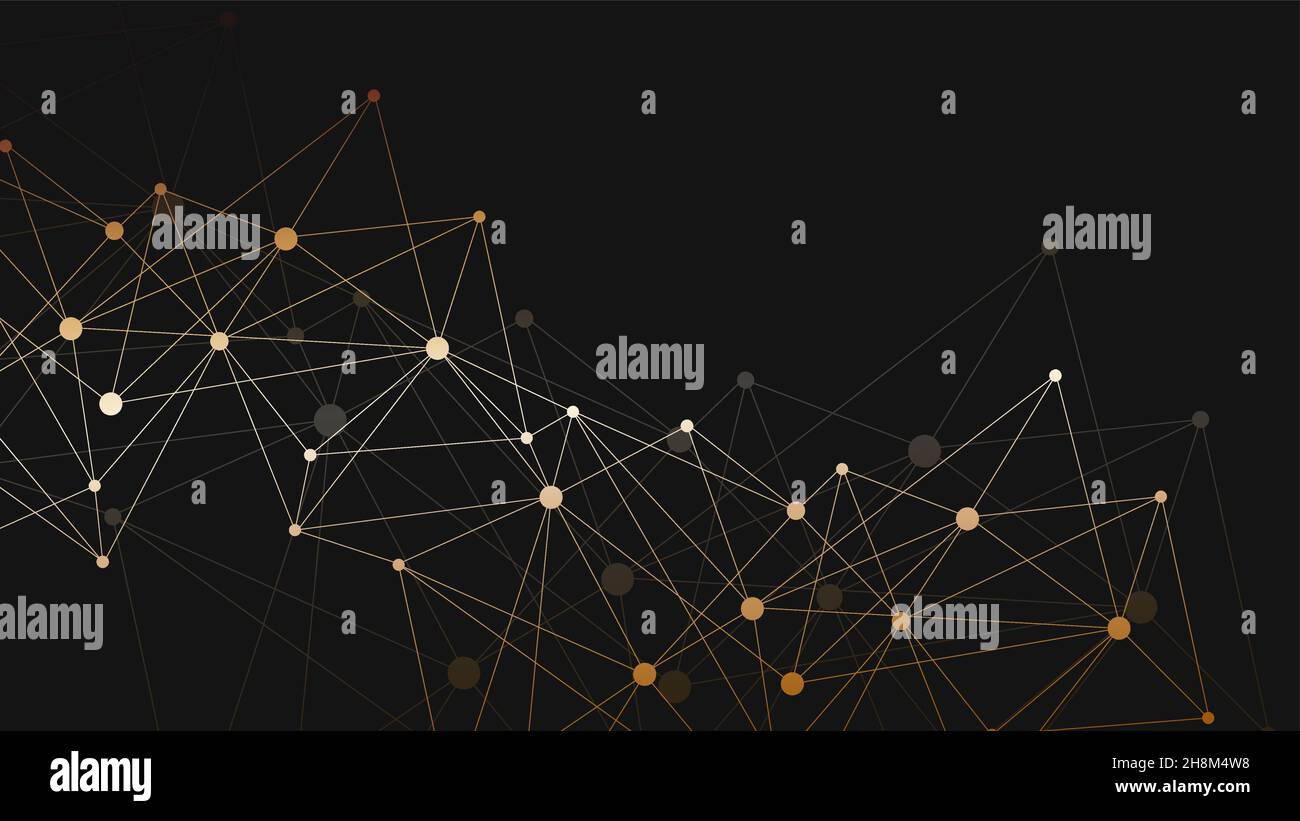 Geometric abstract background with connected line and dots. Structure molecule and communication. Big Data Visualization. Medical, technology, science Stock Vector