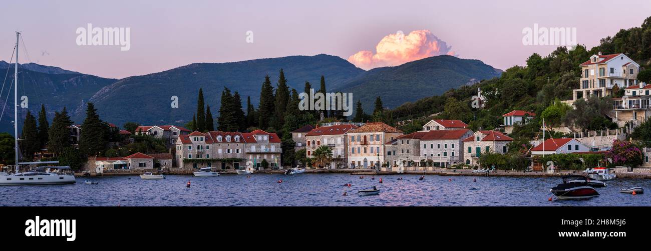 Rose Village is the oldest port in Boka Bay and the entire Montenegrin coast. Stock Photo