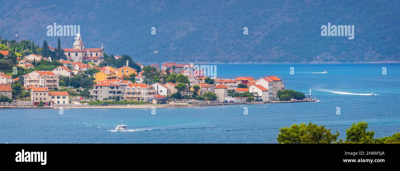 View to blue Boka Kotorska Bay in Montenegro Stock Photo