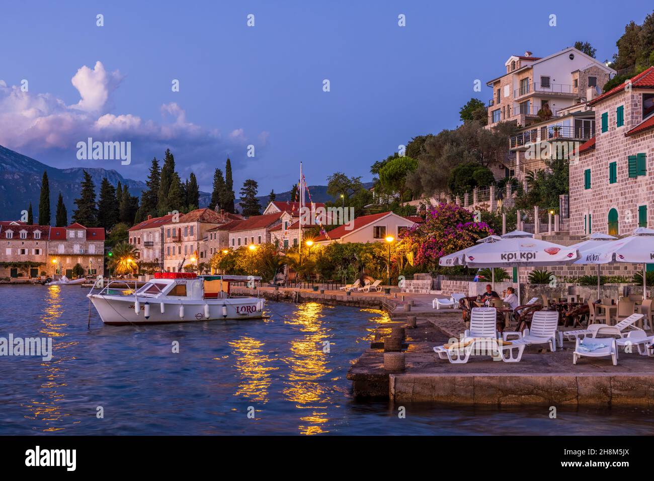 Rose Village is the oldest port in Boka Bay and the entire Montenegrin coast. Stock Photo