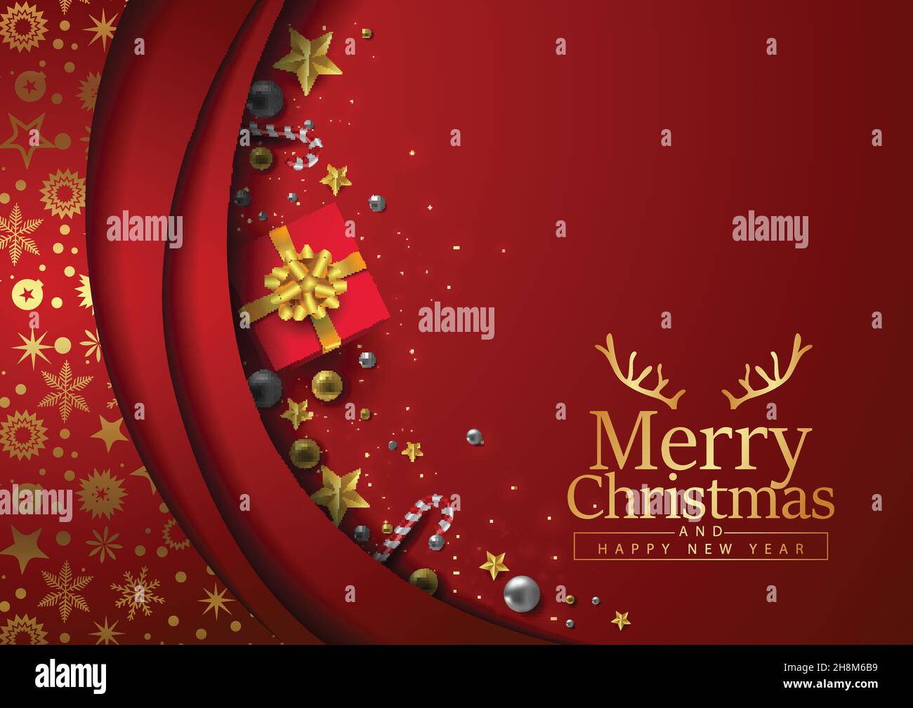 merry Christmas poster design 3d platform with Christmas elements. vector illustration Stock Vector