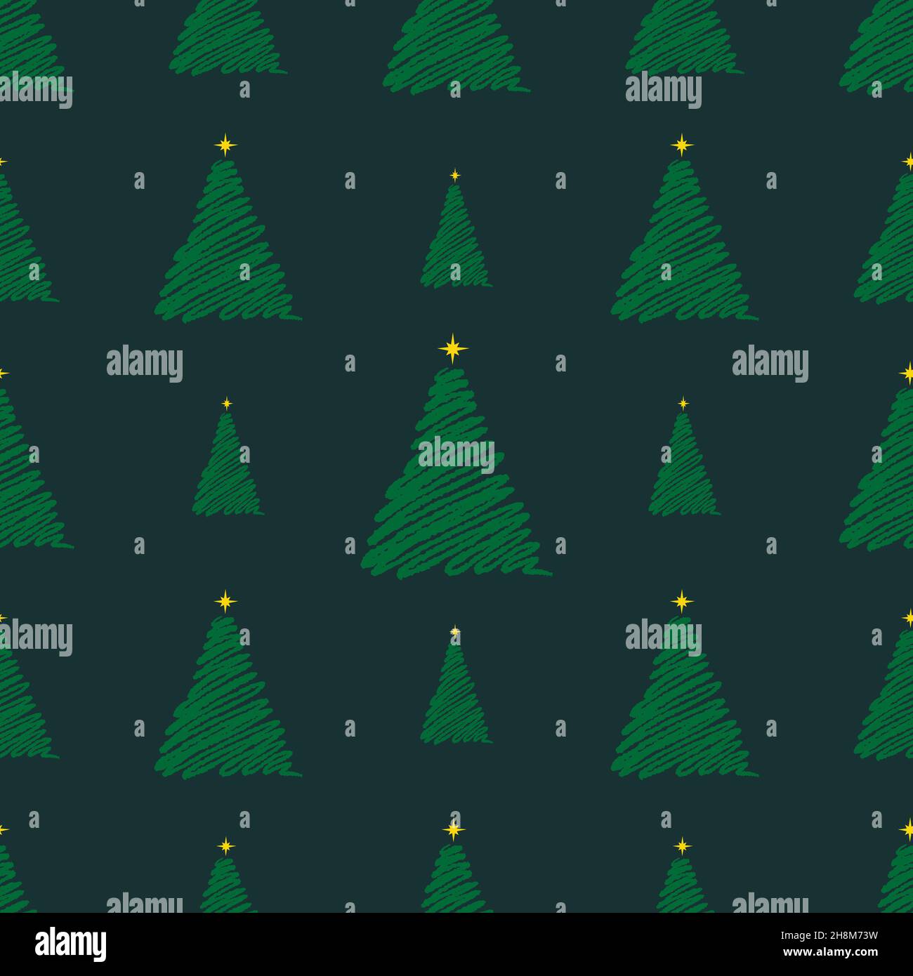 Christmas seamless pattern with small hand drawn fir tree. Vector ...