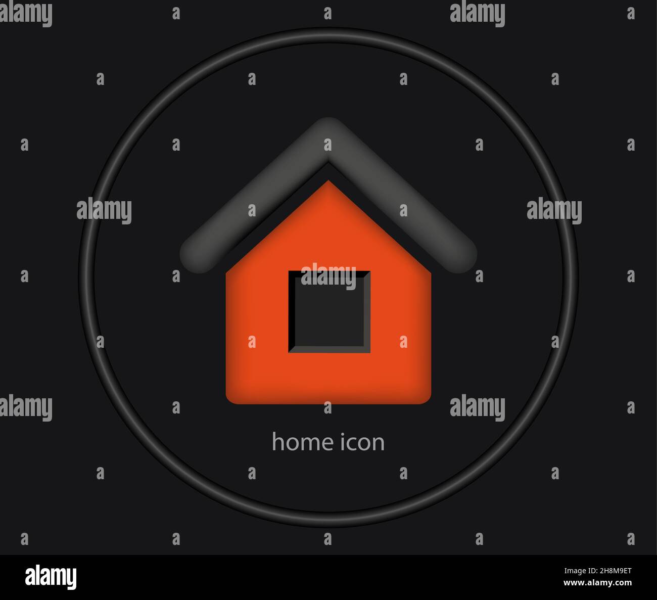 real estate icon, house icon on a black background Stock Vector Image ...