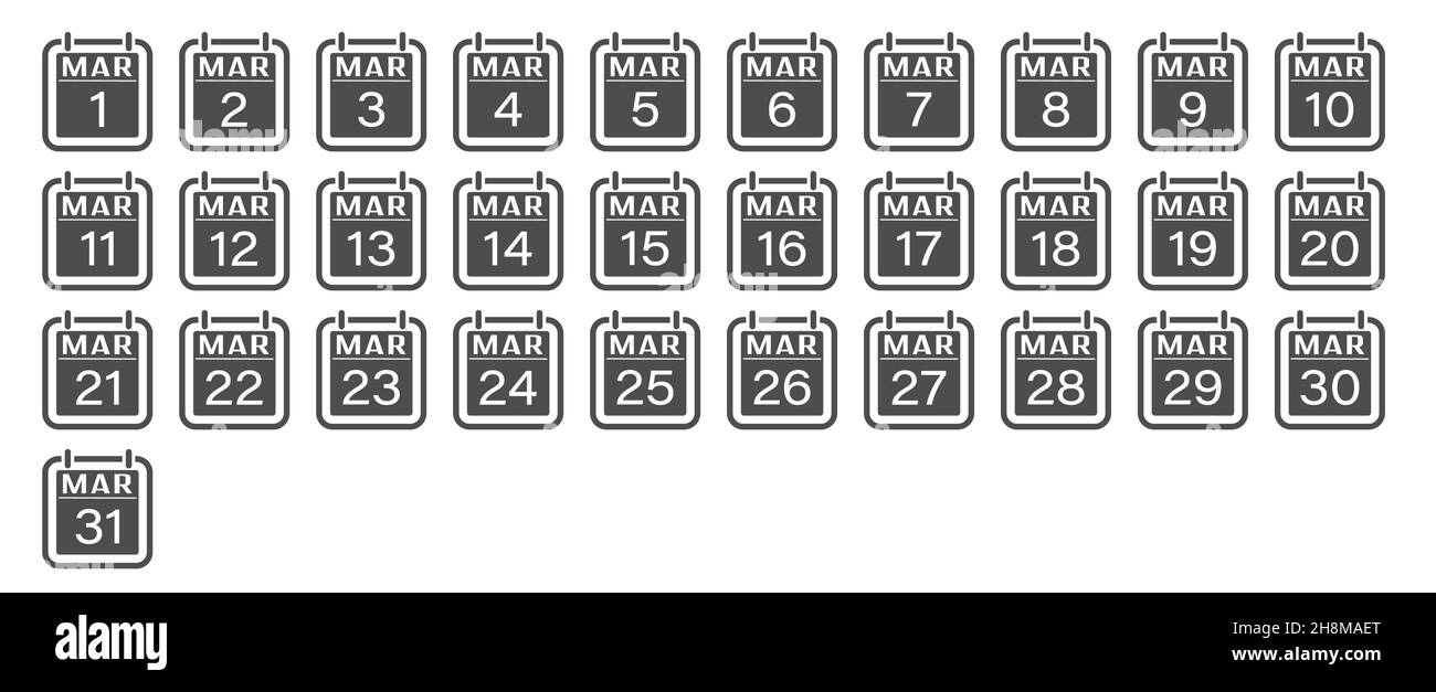 March is a month with numbers. A set of calendar sheets for a website
