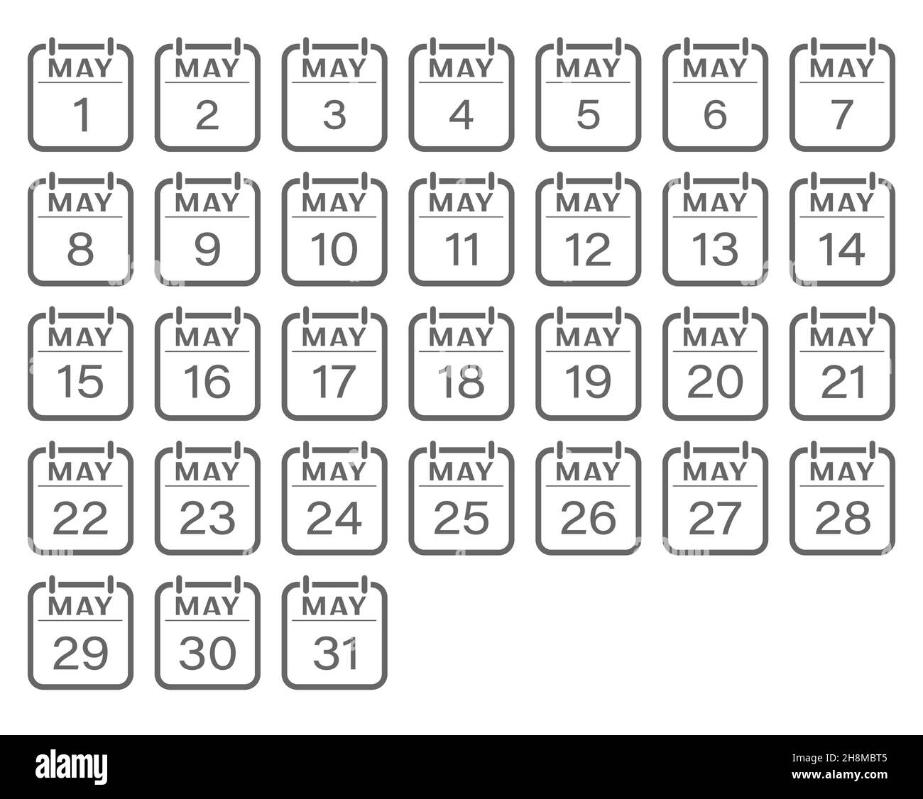 May is a month with numbers. A set of calendar sheets for a website,  applications, scrapbooking and creative design. An empty contour. Flat  design Stock Vector Image & Art - Alamy
