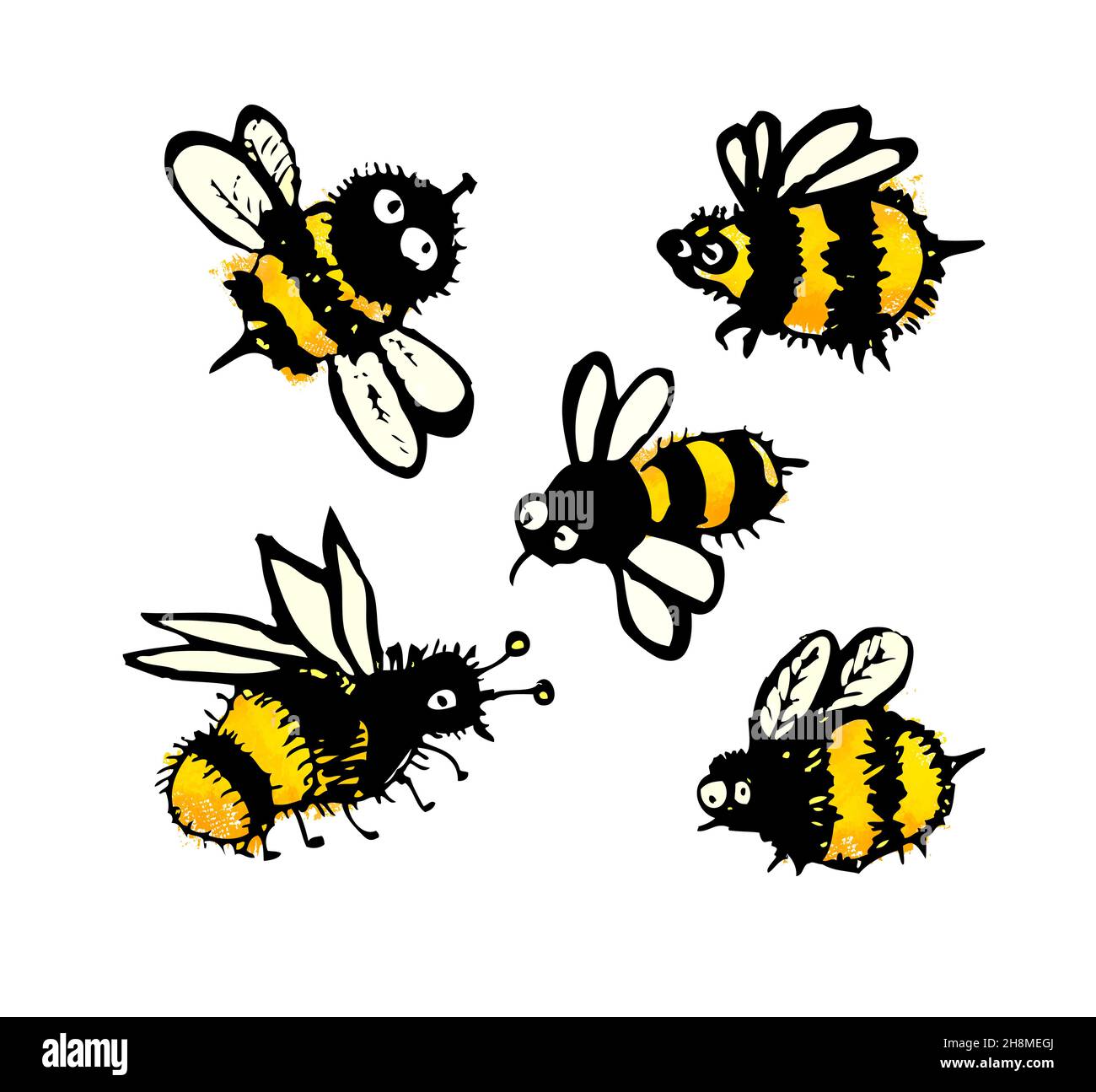 Set of cute funny bees. child drawing . Vector illustration Stock Vector