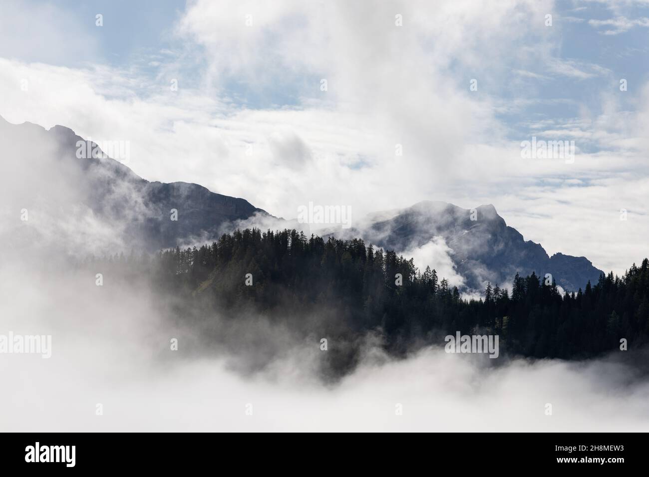 Italian Alps after heavy rain and fog Stock Photo - Alamy