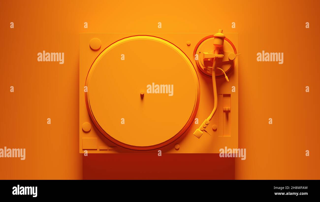 Orange Turntable Post-Punk Record Player with Orange Background 3d