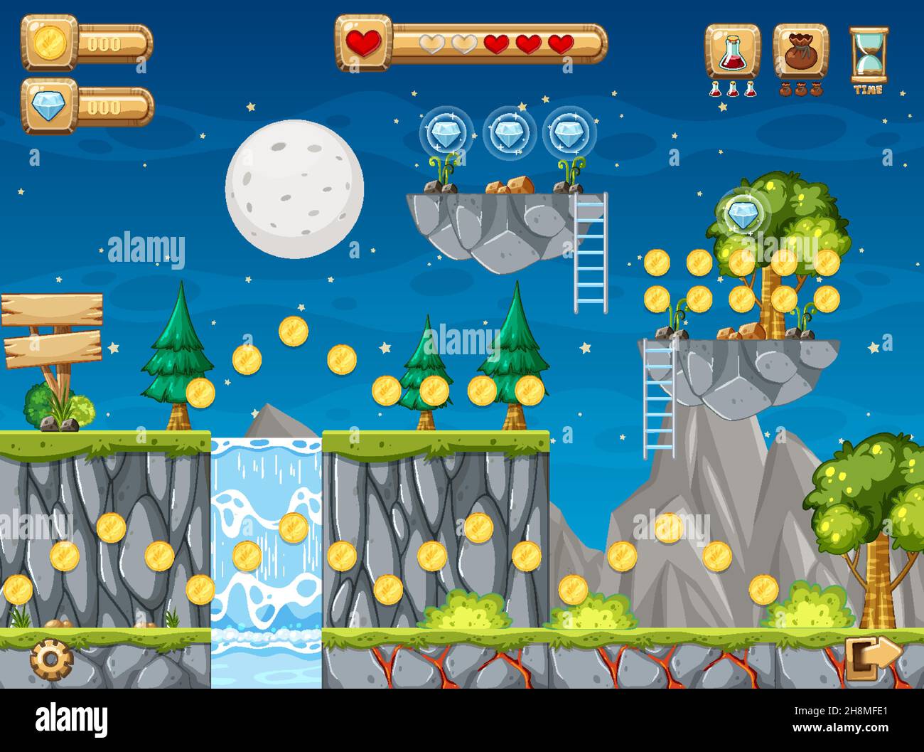 A Game Template Jungle Scene illustration Stock Vector Image & Art - Alamy