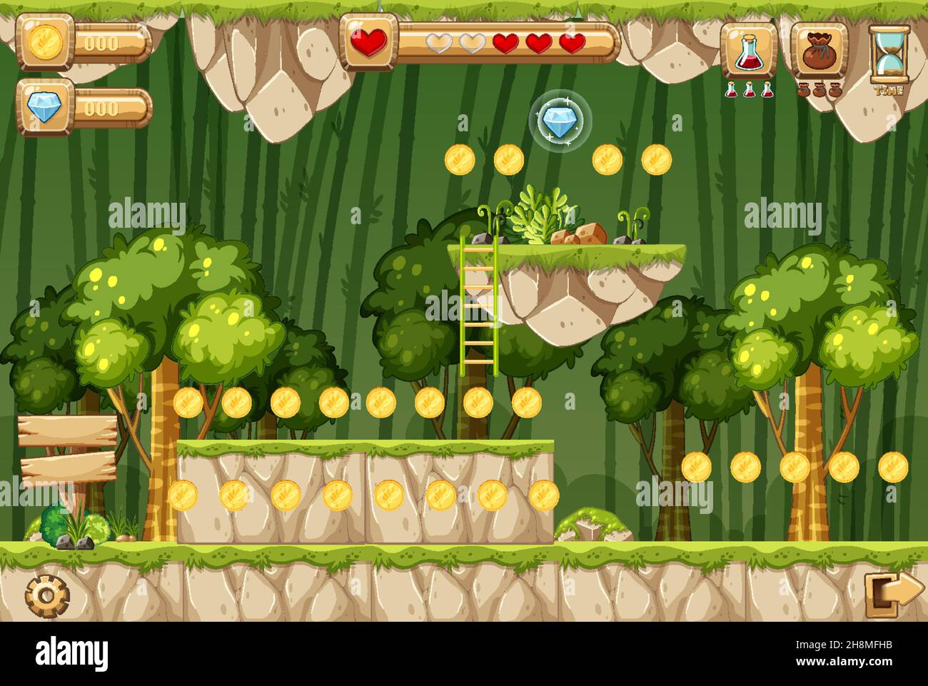 A Game Template Jungle Scene illustration Stock Vector Image & Art - Alamy