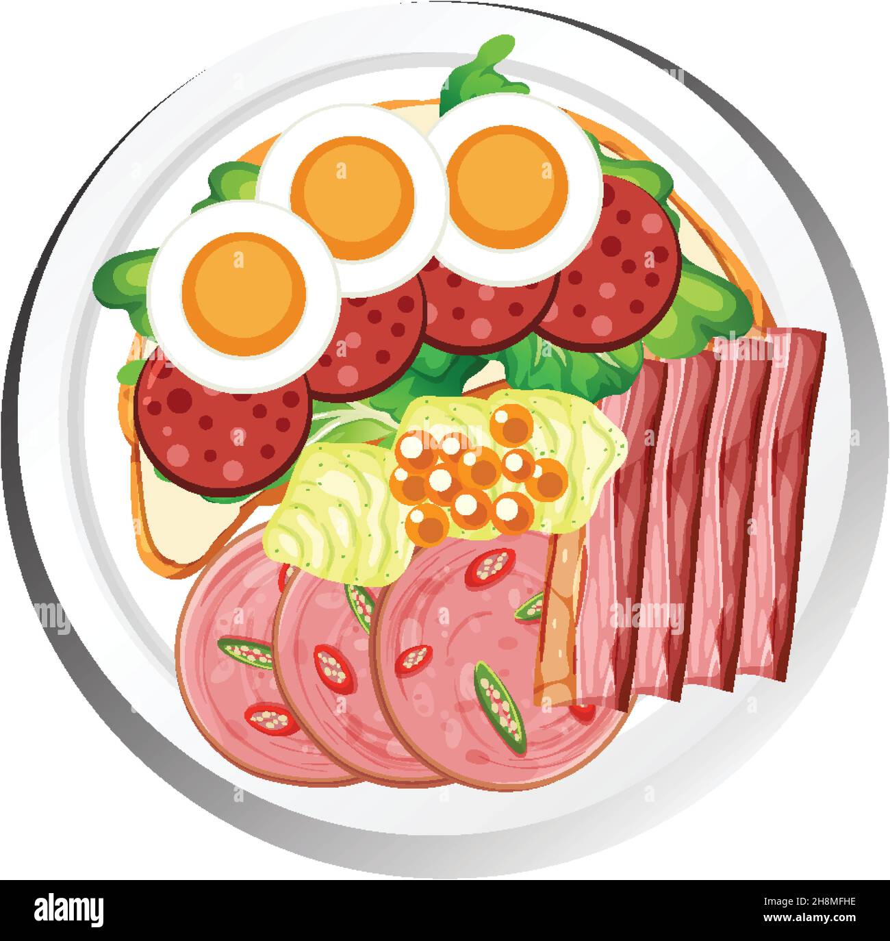 Healthy breakfast dish isolated illustration Stock Vector Image & Art ...