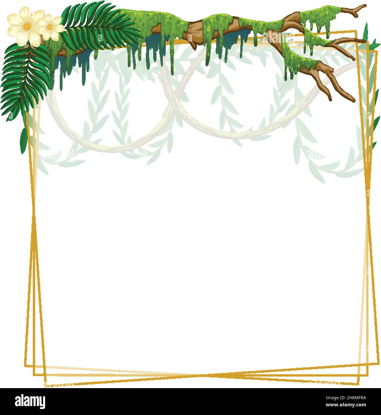 Square frame with tropical green leaves illustration Stock Vector Image ...