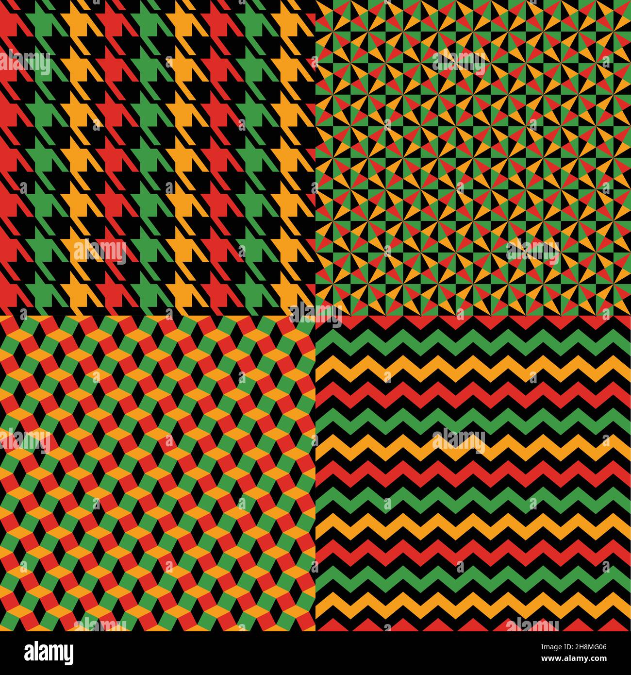 Vector seamless kwanzaa pattern set with colored print and geomerrical seamless pattern. Stock Vector