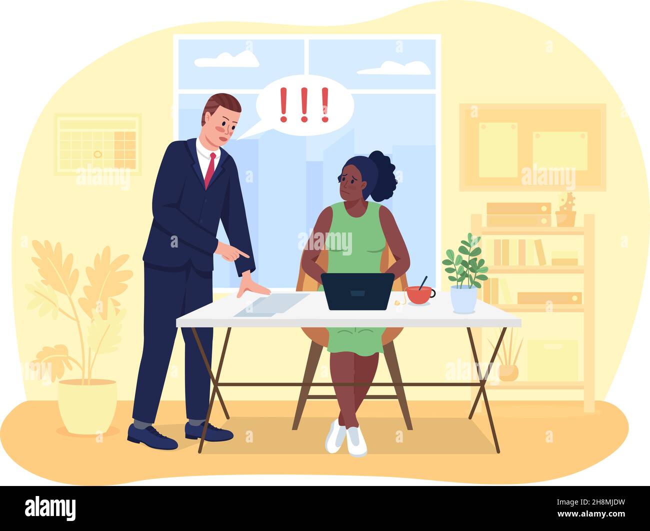 Problems with boss in office 2D vector isolated illustration Stock ...