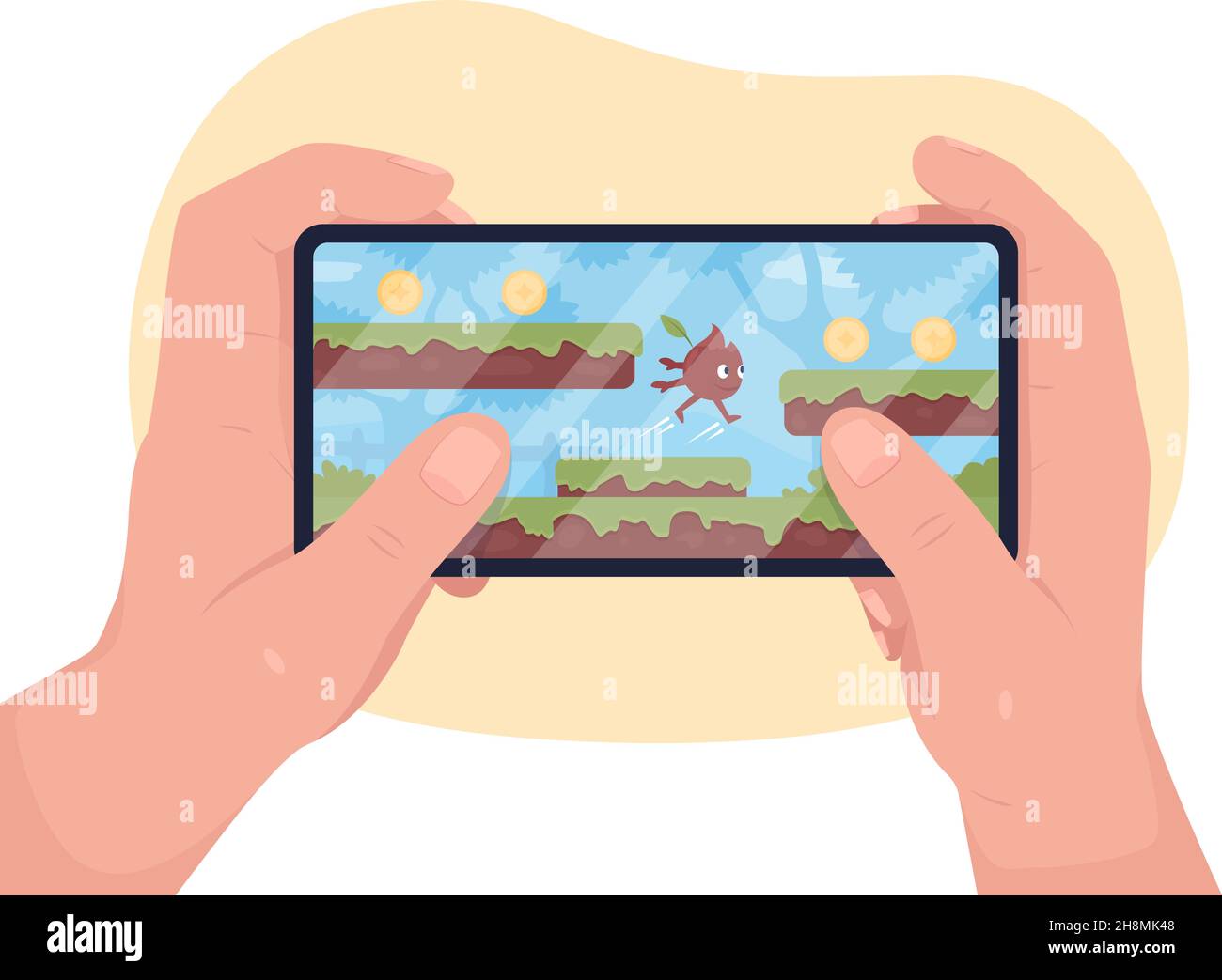 A Man Playing Online Games on a Smartphone Stock Vector - Illustration of  room, online: 275102566