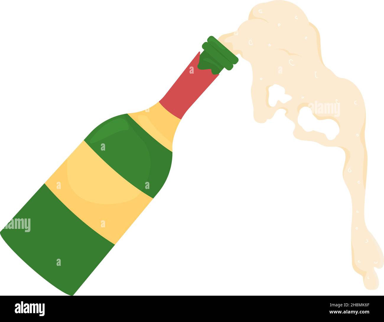 Bottle with pouring sparkling wine semi flat color vector object Stock Vector