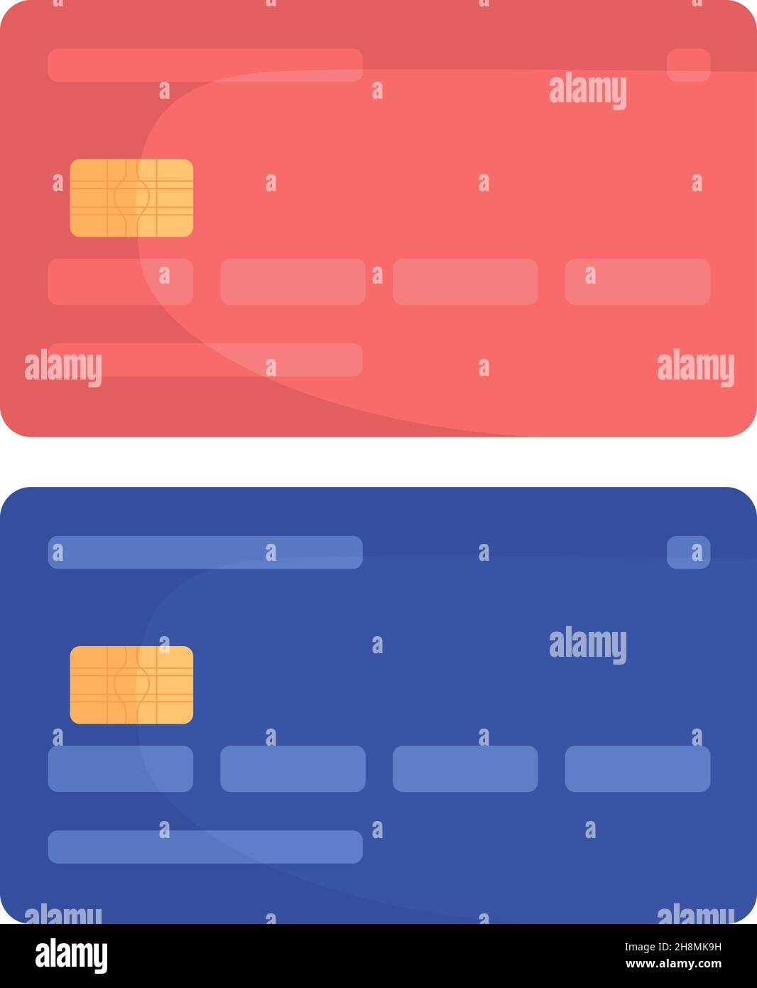 Plastic credit cards semi flat color vector object set Stock Vector