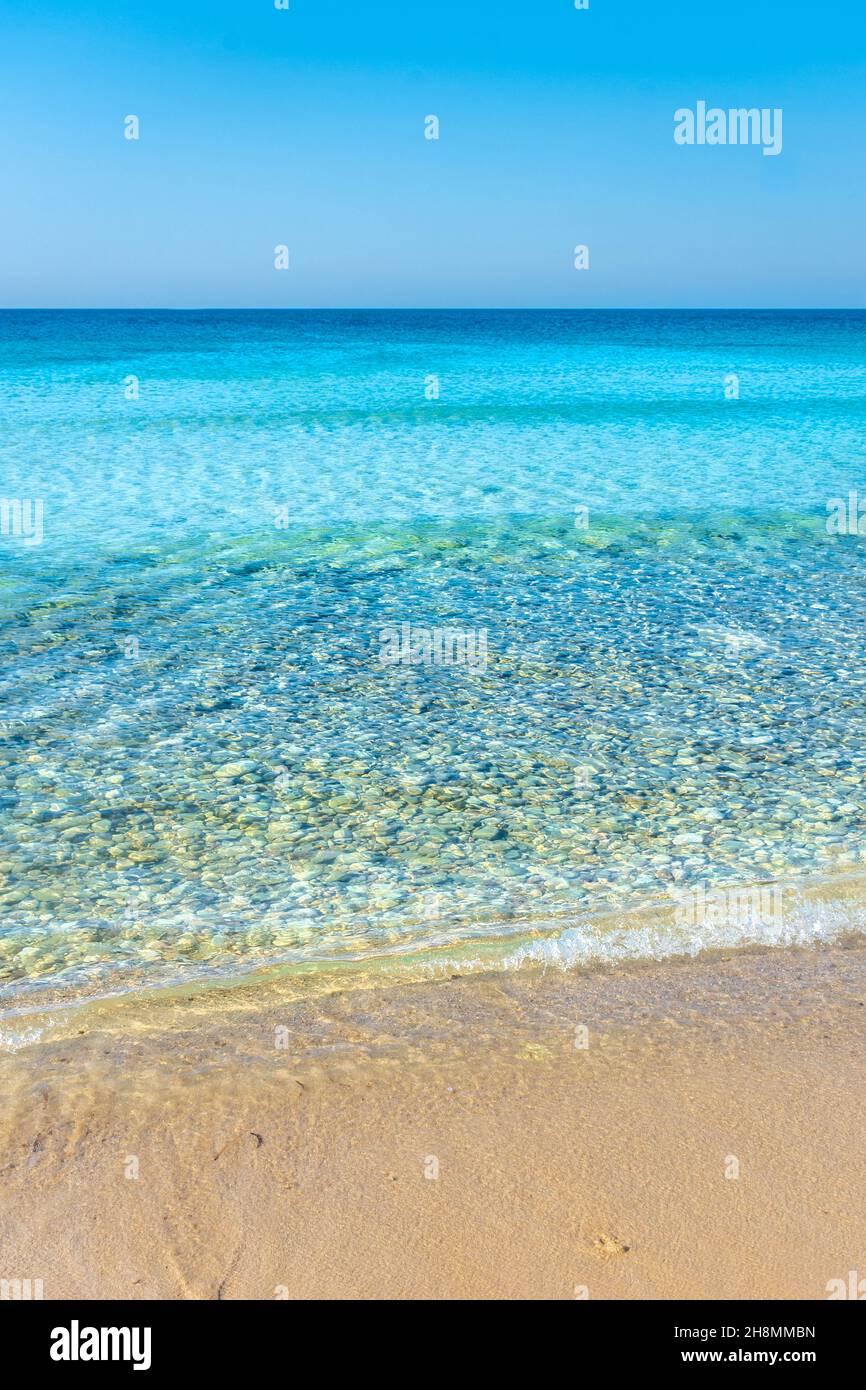Beautiful crystal clear water in Pescoluse Beach, Salento, Apulia