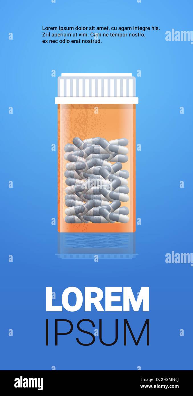 bottle with pills realistic medical products packaging with tablets