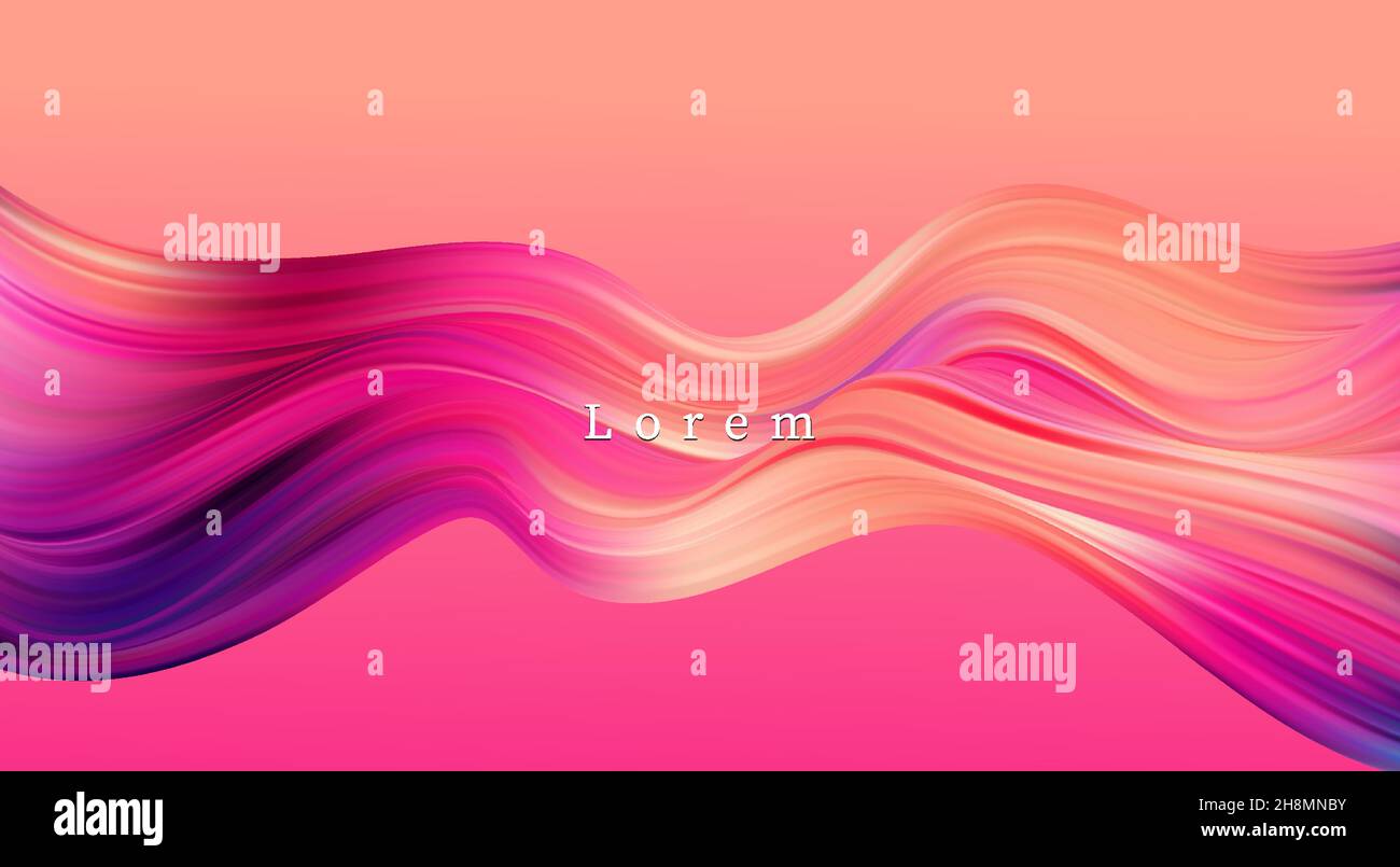 Abstract blue and pink swirl wave background. Flow liquid lines design ...