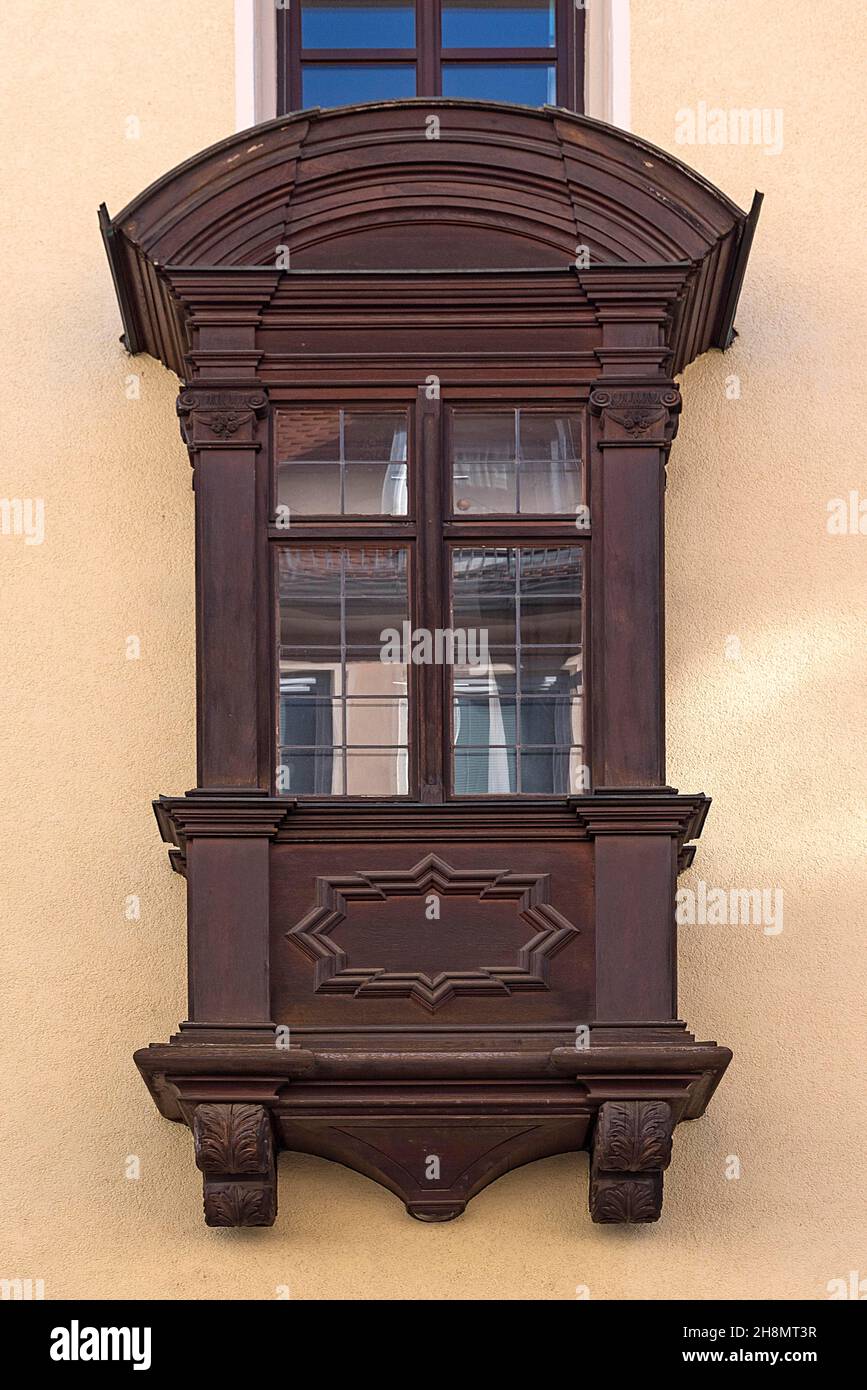 Historic oriel on residential house, Nuremberg, Middle Franconia, Bavaria, Germany Stock Photo
