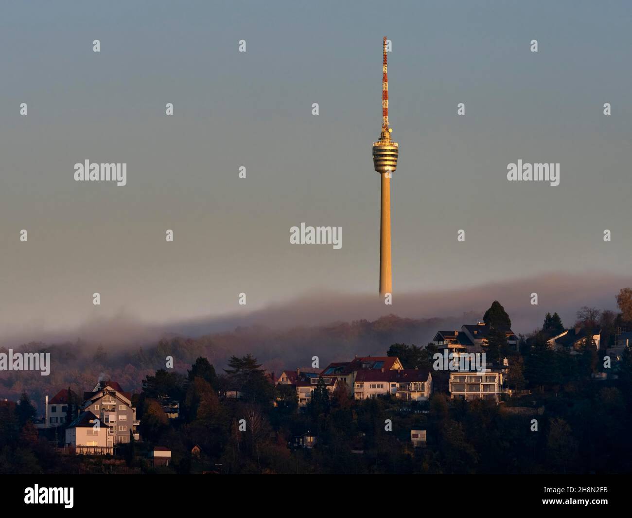 The 217-metre-high TV tower in Stuttgart - the first of its kind in the world - could be designated a UNESCO World Heritage Site. Stuttgart Stock Photo