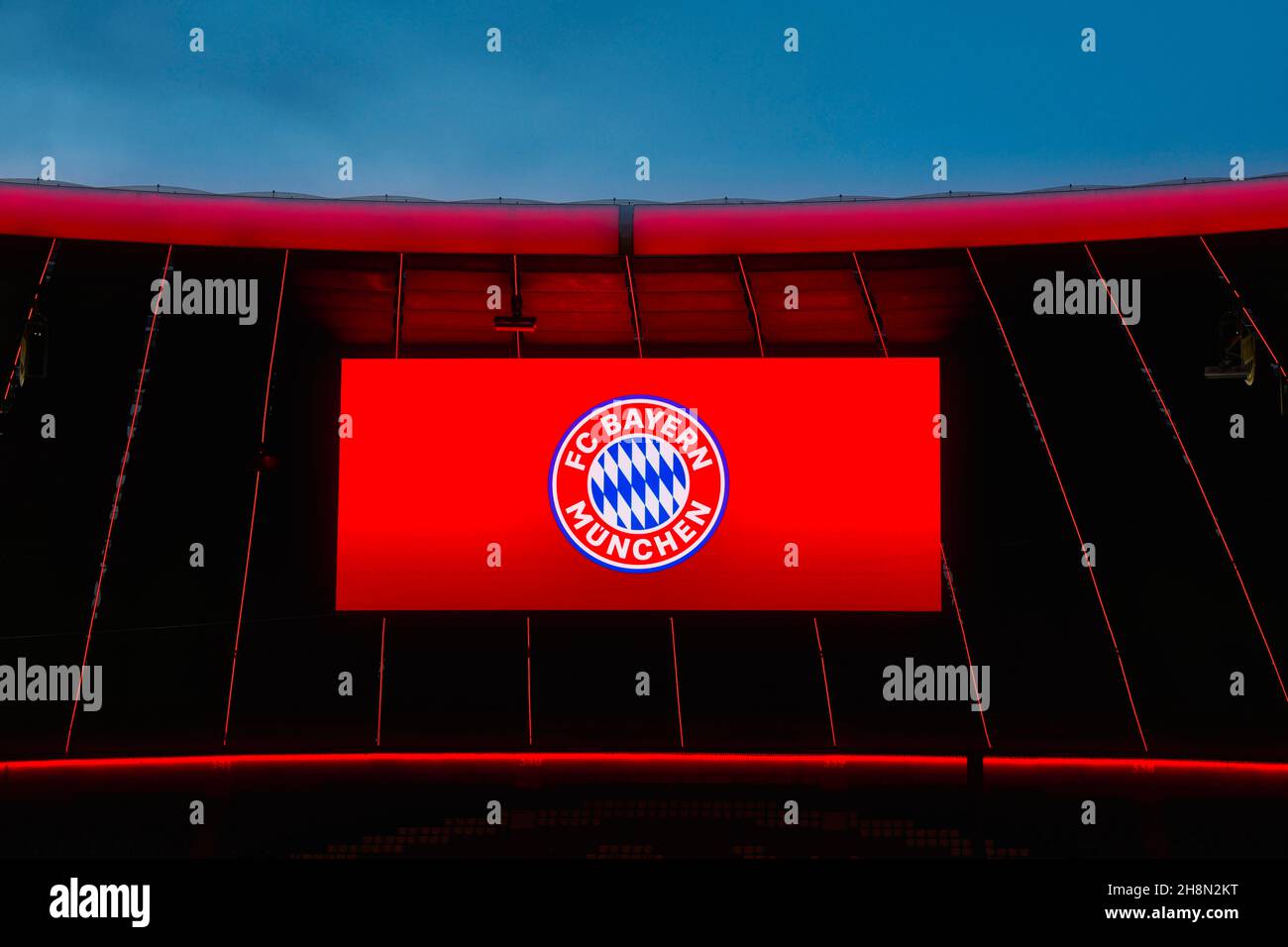 Allianz Arena scoreboard, Munich, Bavaria, Germany Stock Photo