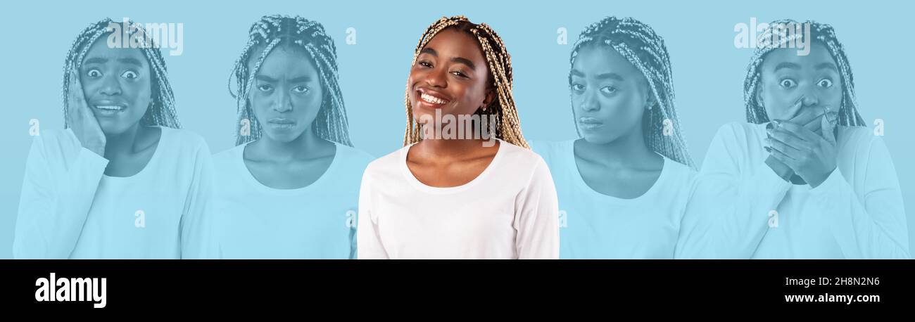 Collage showing young woman hi-res stock photography and images - Alamy