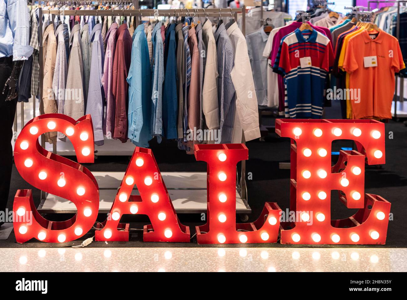 Sale clothes shop Stock Photo Alamy