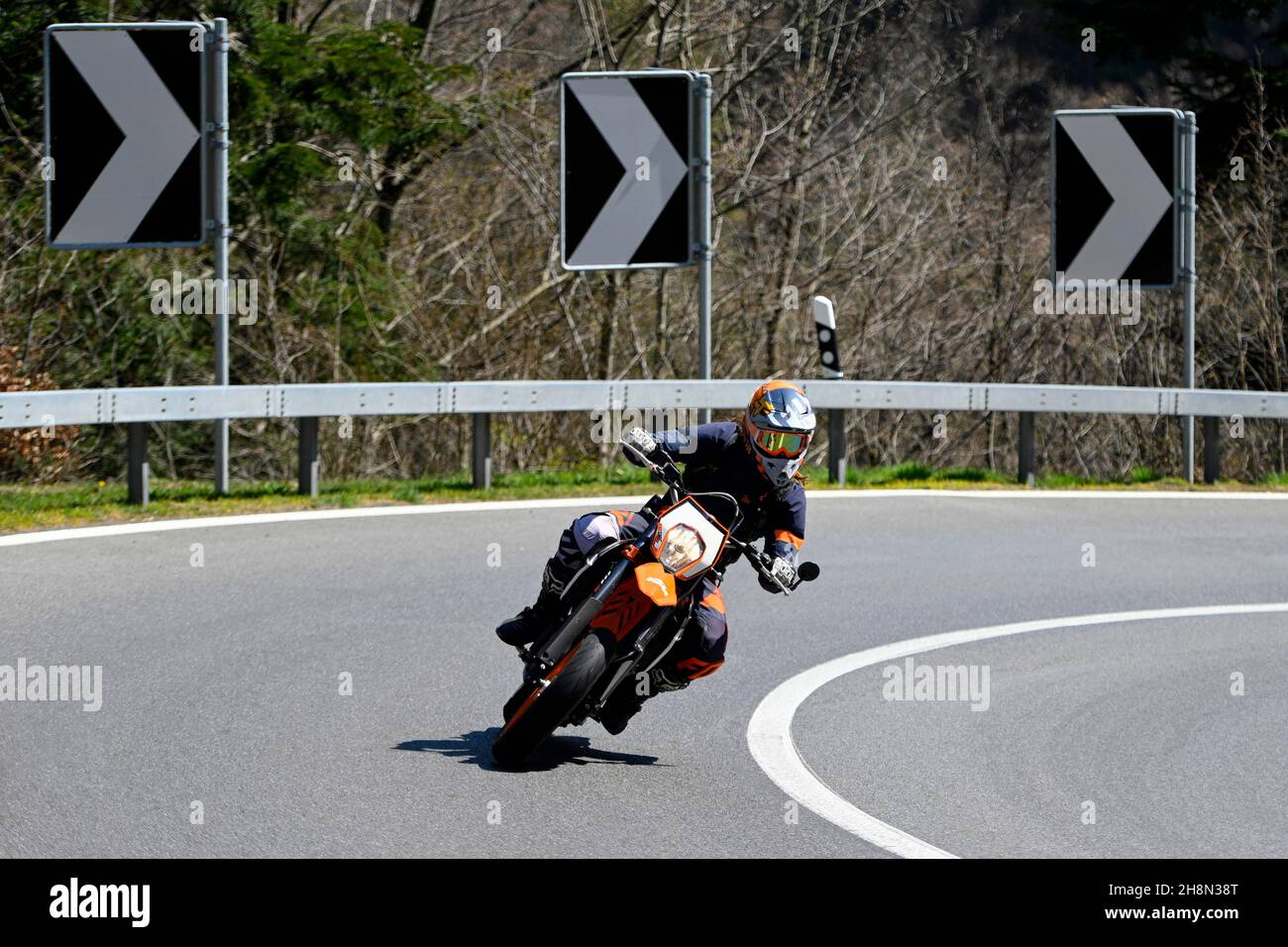 Pass ride motorcyclist, Bruenig, Meiringen, Switzerland Stock Photo