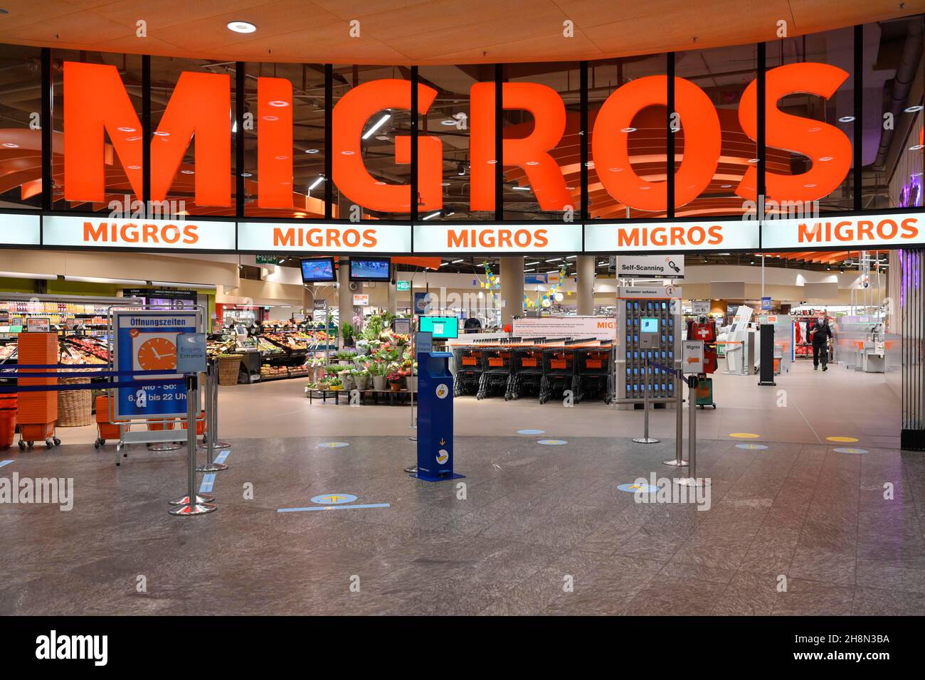 Migros entrance, Switzerland Stock Photo