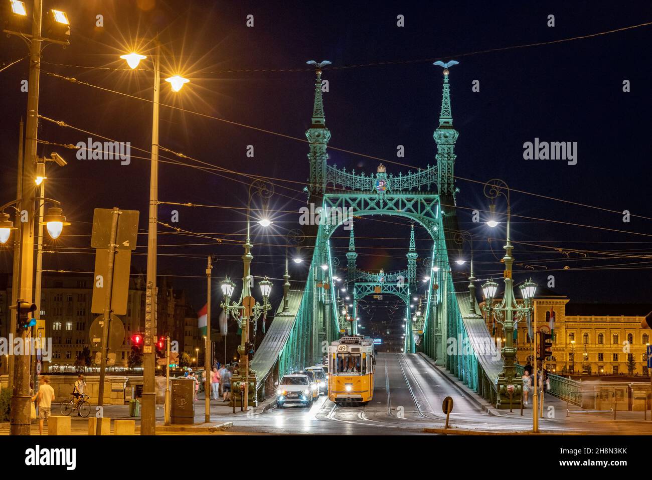 Budapest, Hungary -August 19th 2019: Liberty Bridge (Szabadság). The bridge connects Buda and Pest over the Danube. Stock Photo