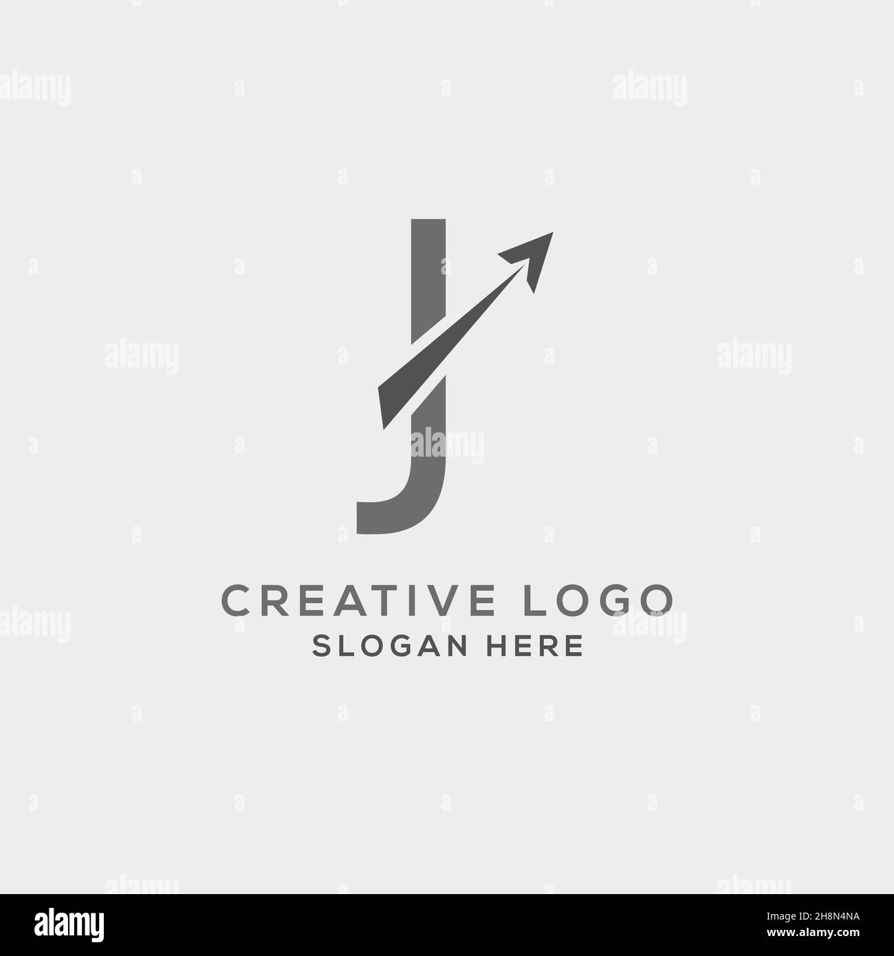 J letter initial incorporated with Arrow logo design vector illustration. Stock Vector
