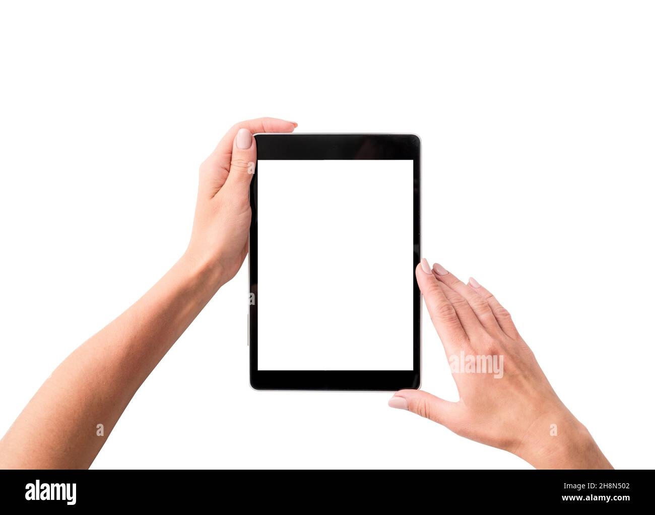 Top view of girl using tablet Stock Photo