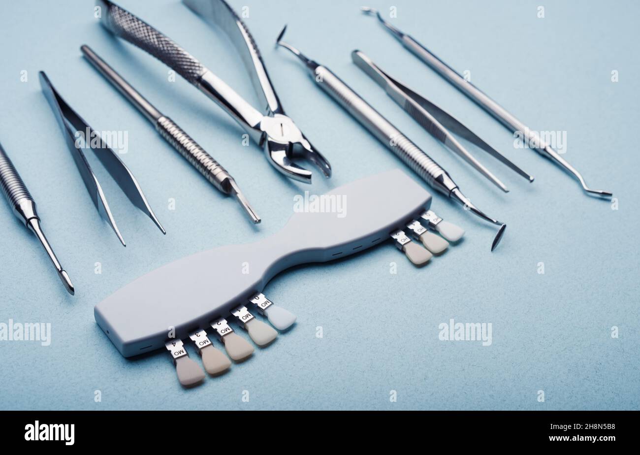 Different dental steel instruments Stock Photo Alamy