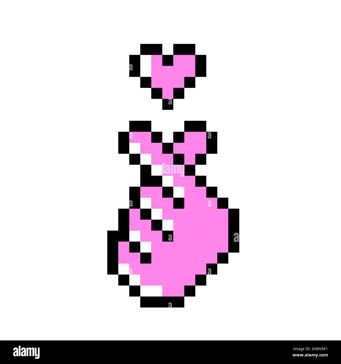 K pop love symbol pixel art icon Korean hand heart Stock Vector