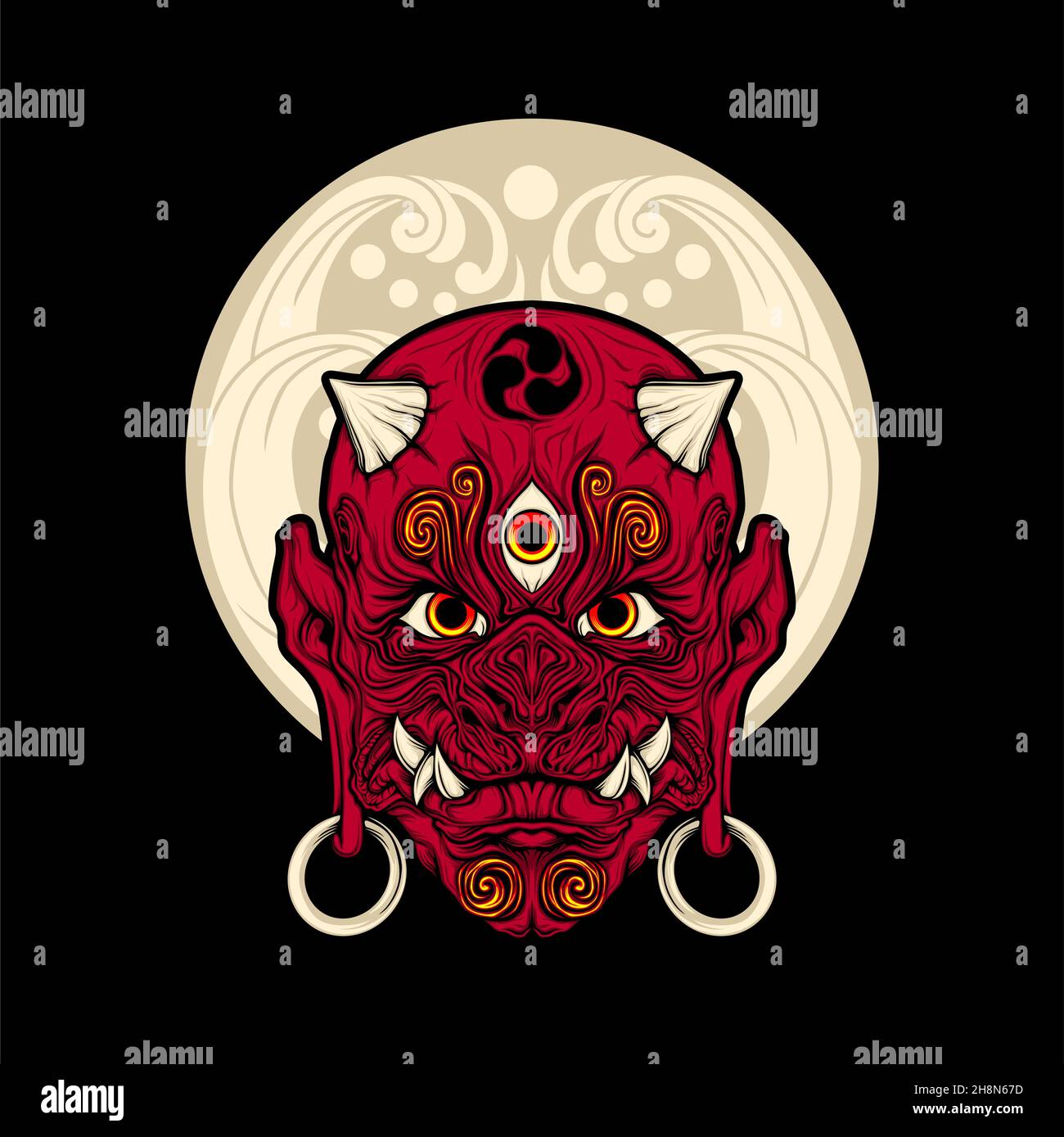 japanese demon mask with awesome background Stock Vector Image &amp; Art ...