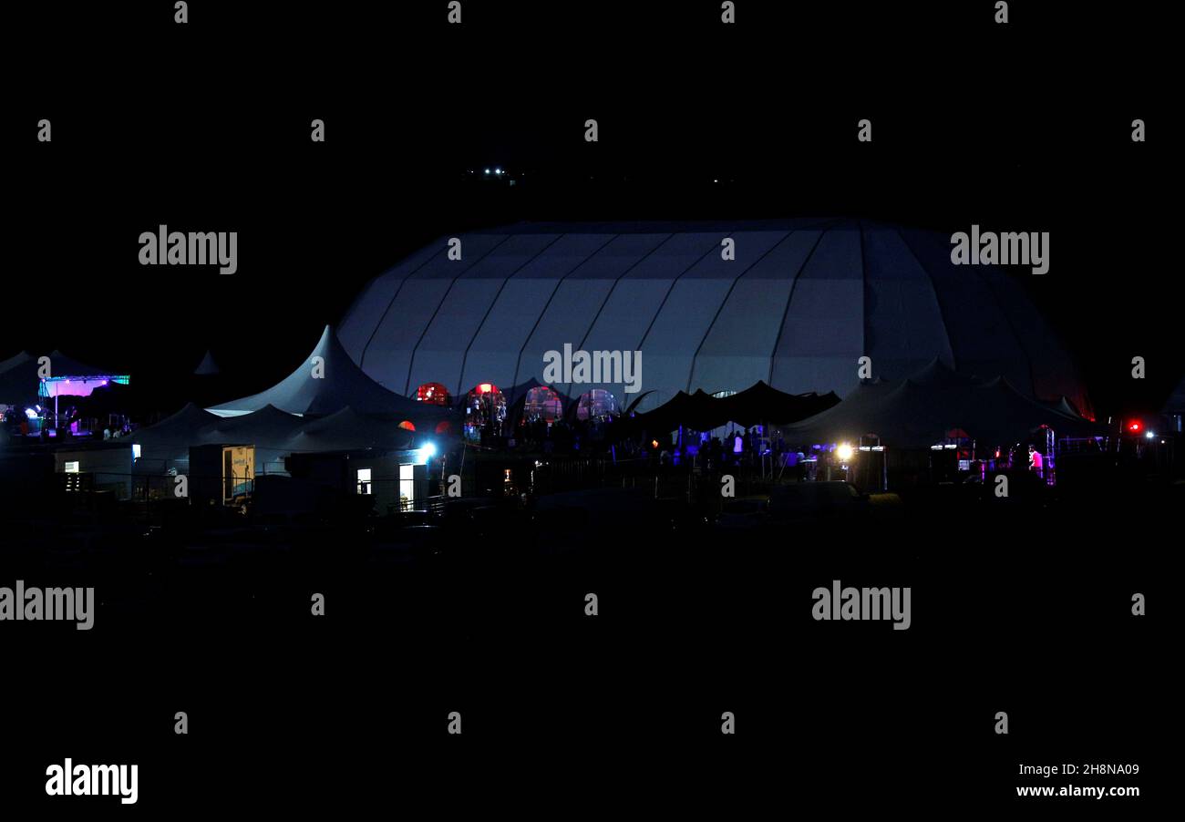 A general view of a marquee where school leavers attend Rage Festival in Ballito, South Africa November 30, 2021. Picture taken November 30, 2021. REUTERS/Rogan Ward Stock Photo