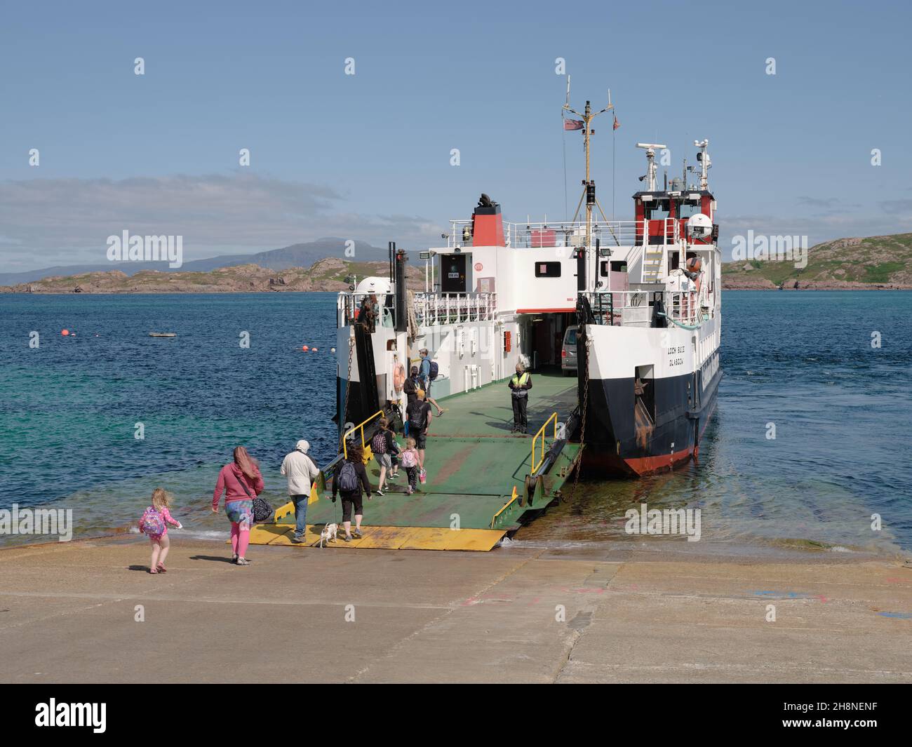 The small car and passenger Caledonian MacBrayne ferry to the Isle of ...