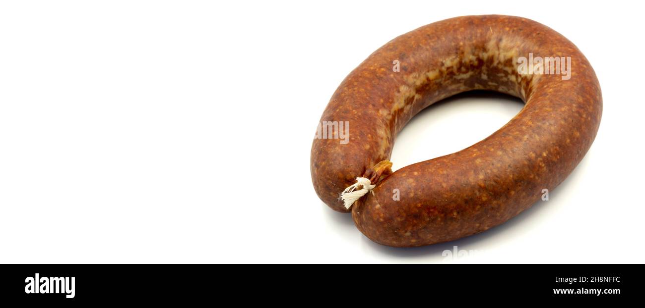 Turkish sausage on a white background. Sausage made from beef. Kangal