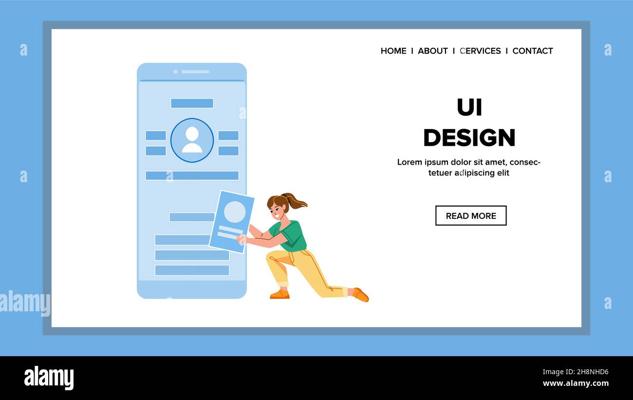 Ui Design App Occupation Woman Designer Vector Stock Vector Image & Art ...