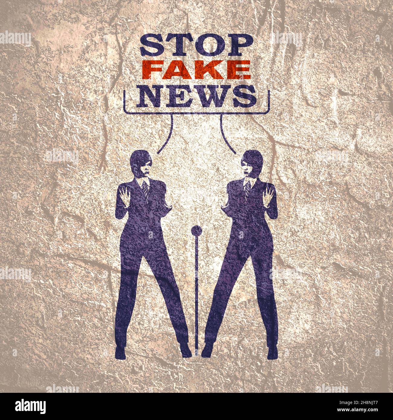 Fake news concept. Two women with stop gesture Stock Photo - Alamy