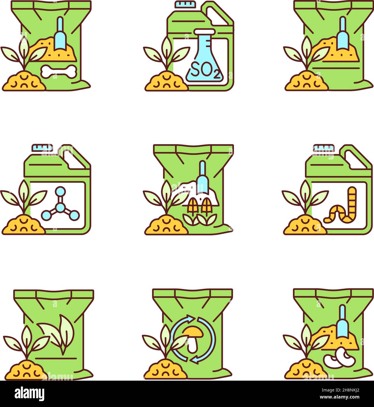 Natural fertilizers RGB color icons set Stock Vector Image & Art - Alamy