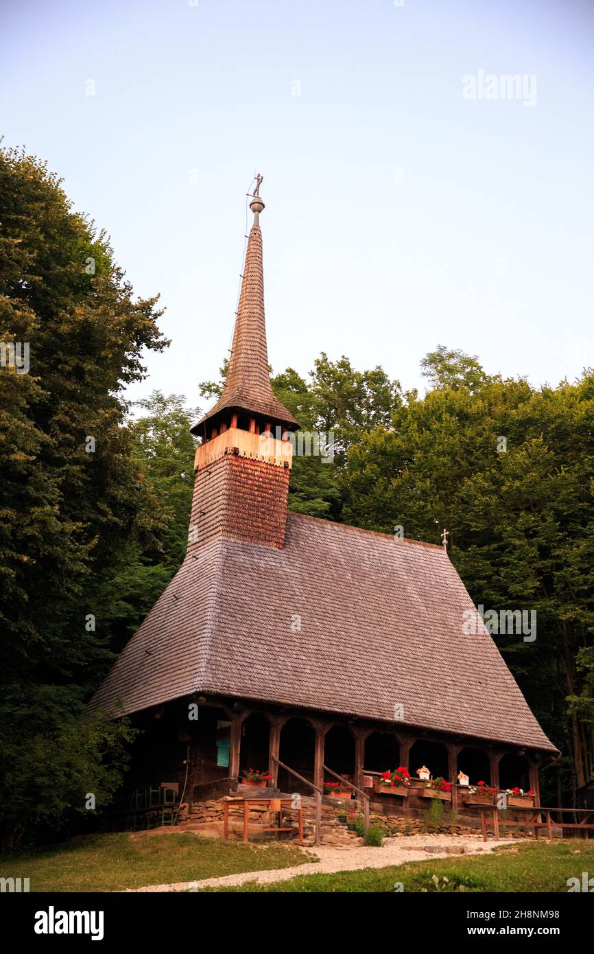 Old wooden church in the forrest. Stock Photo