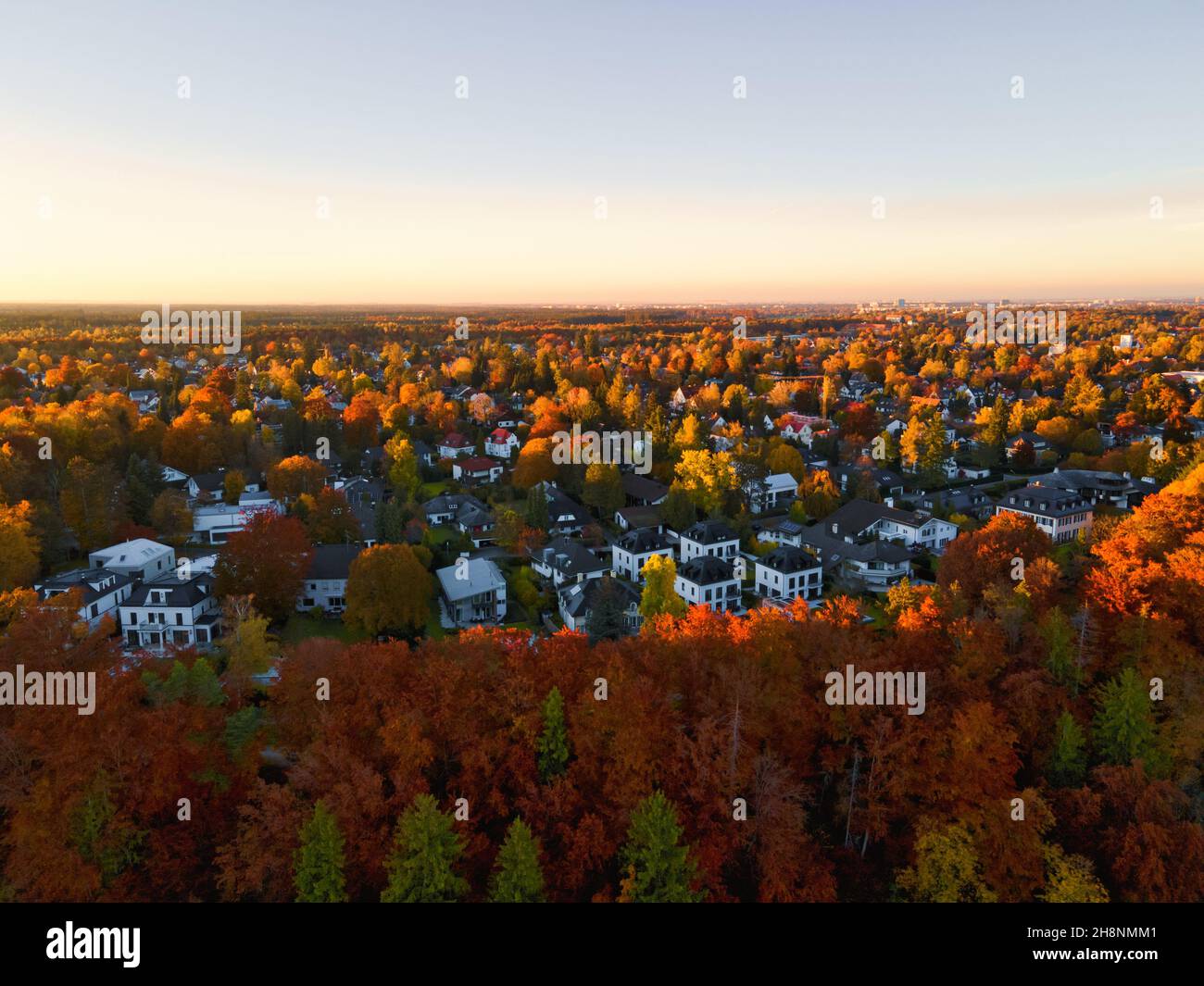 Aerial view of the suburbs of Munich, Germany in autumn Stock Photo Alamy