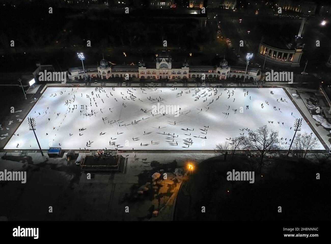 People skating on the ice rink in Budapest Stock Photo Alamy