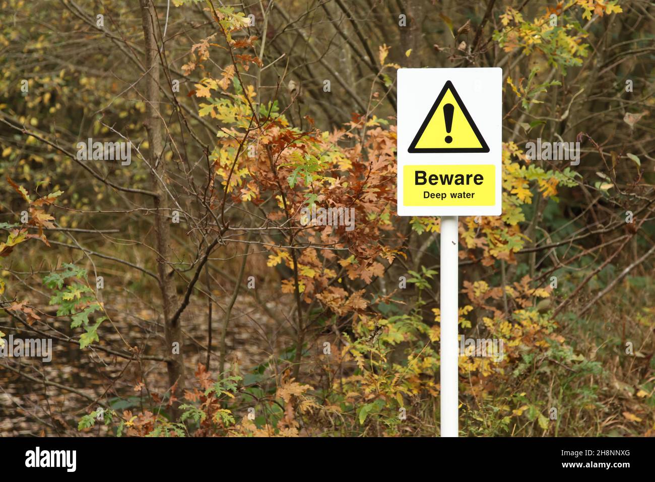 Beware Deep Water sign in Prince's Coverts Oxshott ancient woodland ...