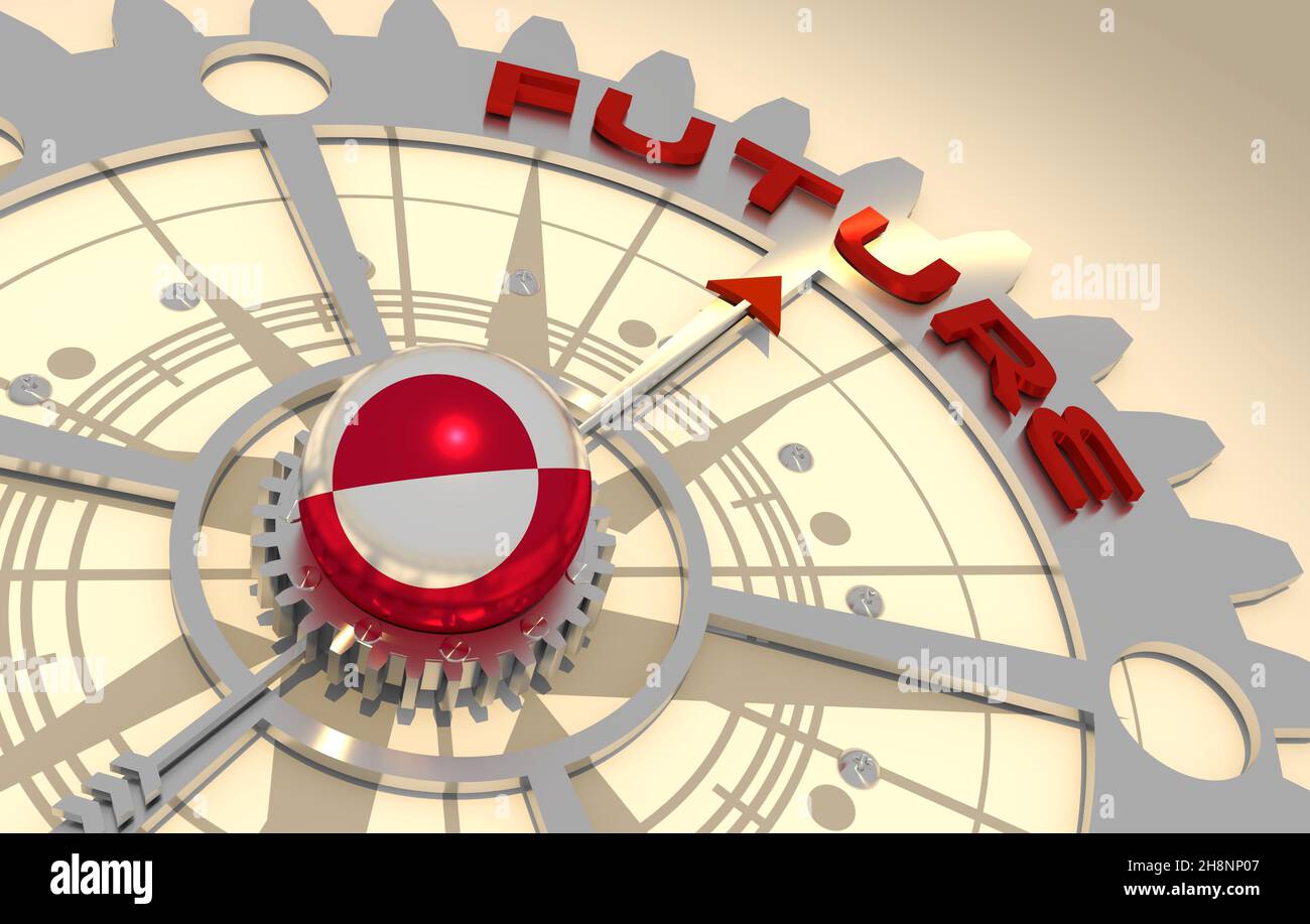 Business concept. Abstract compass points to the future word. Flag of ...