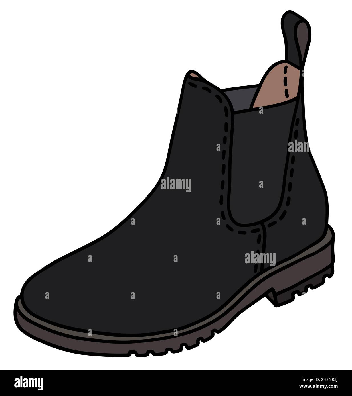 Hand drawing of a black ankle boot Stock Photo - Alamy